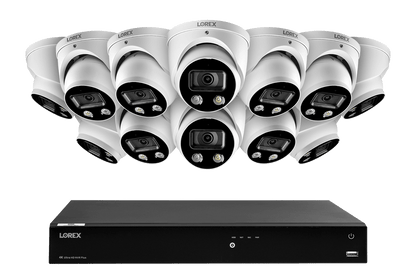16-Channel 4K Ultra HD Fusion NVR IP System with 12 Smart Deterrence Dome Cameras
