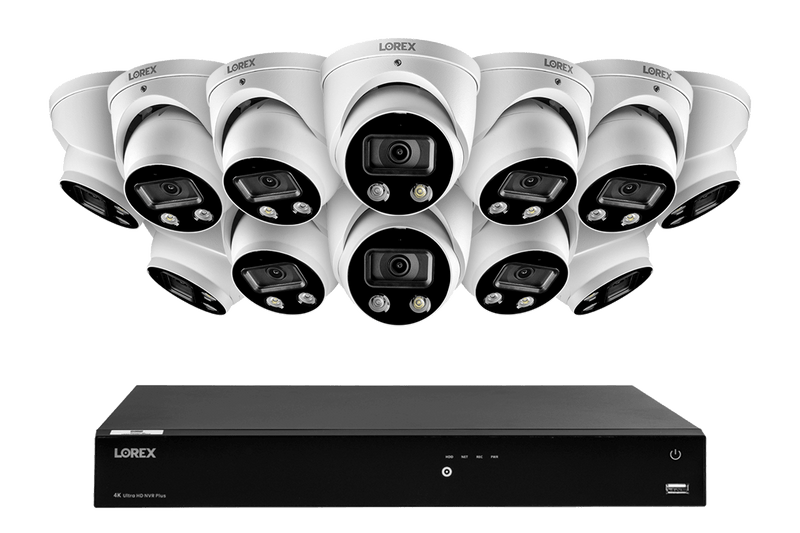16-Channel 4K Ultra HD Fusion NVR IP System with 12 Smart Deterrence Dome Cameras