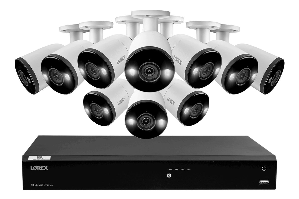 16-Channel 4K Ultra HD Fusion NVR IP System with 12 Smart Deterrence Cameras