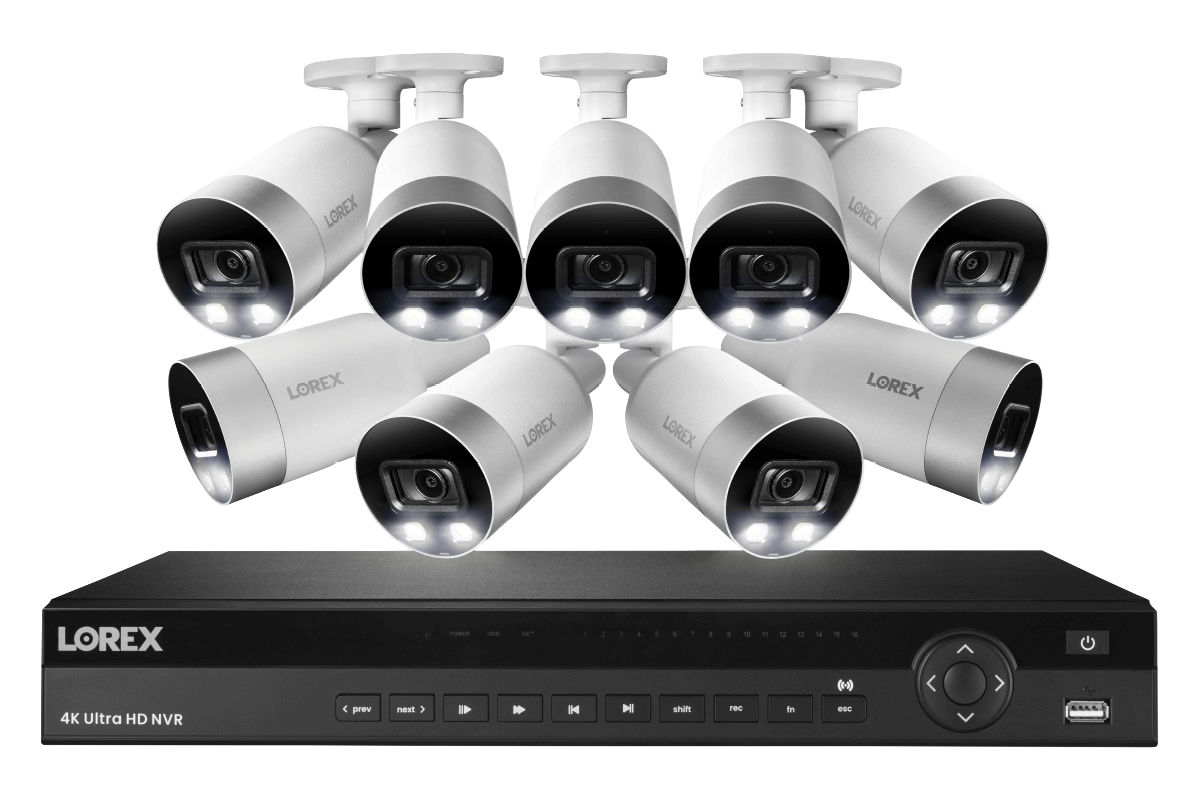 4K Ultra HD 16-Channel IP Security System with 9 Active Deterrence 4K (8MP) Cameras