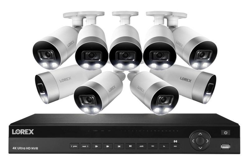 4K Ultra HD 16-Channel IP Security System with 9 Active Deterrence 4K (8MP) Cameras