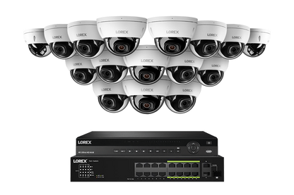 Lorex Pro  Series 4K 32 Camera Capable Wired NVR System with 8MP (4K) A10 IP Dome Cameras - White 16