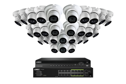 Lorex 4K (32 Camera Capable) Wired NVR System with Nocturnal 3 Smart IP Dome Cameras Featuring Listen-In Audio and 30FPS Recording