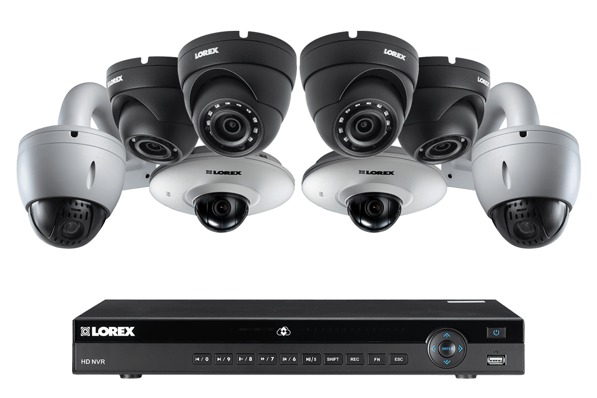 8 Channel IP Security Camera System featuring Four 2K Resolution Cameras, Audio and PTZ Function