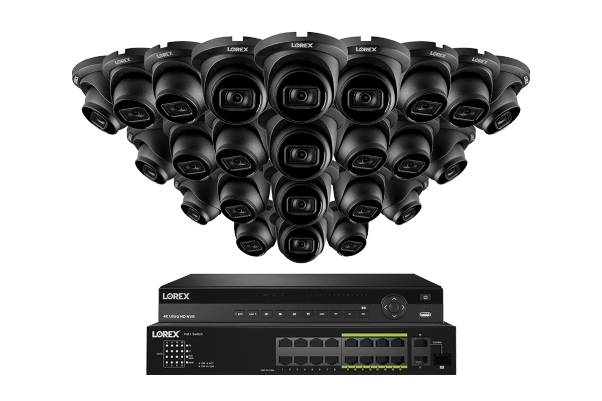 Lorex Fusion (4K 32-Camera Capable) NVR System with Bullet Cameras featuring Listen-In Audio - Black 24