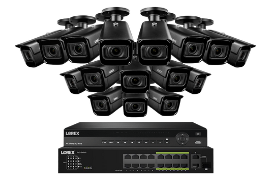 Lorex 4K (32 Camera Capable) Wired NVR System with Nocturnal 3 Smart IP Bullet Cameras Featuring Motorized Varifocal Lens and 30FPS Recording