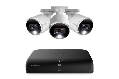Lorex 4K 8-Channel 1TB DVR System with 3 Analog Active Deterrence Cameras