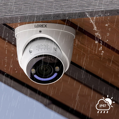 Lorex Fusion 4K 16 Camera Capable (8 Wired + 8 Fusion Wi-Fi) 2TB NVR System with Four H16 IP Dome Cameras, One 2K Battery Operated Doorbell, and One 2K Floodlight