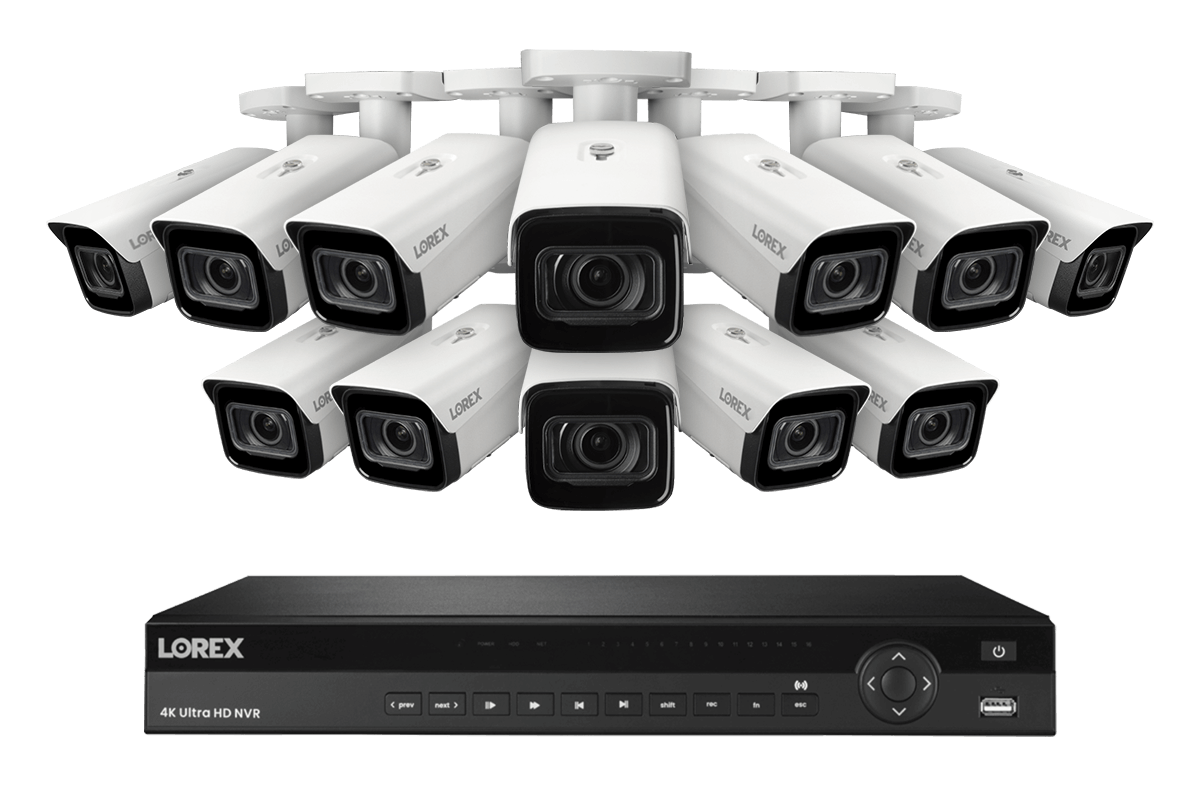 Lorex 4K (16 Camera Capable) 4TB Wired NVR System with Nocturnal 3 Smart IP Bullet Cameras with Motorized Varifocal Lens - White 12