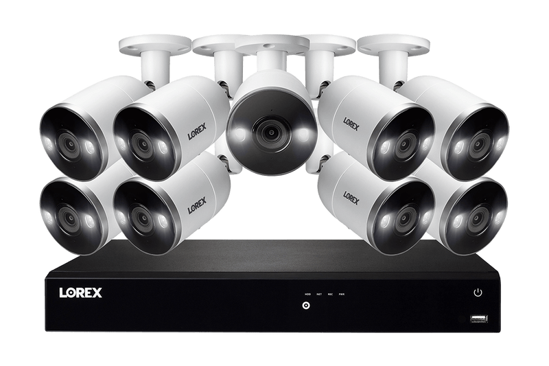 16-Channel 4K Ultra HD Fusion NVR System with 9 Smart Deterrence IP Cameras, 4TB Hard Drive 