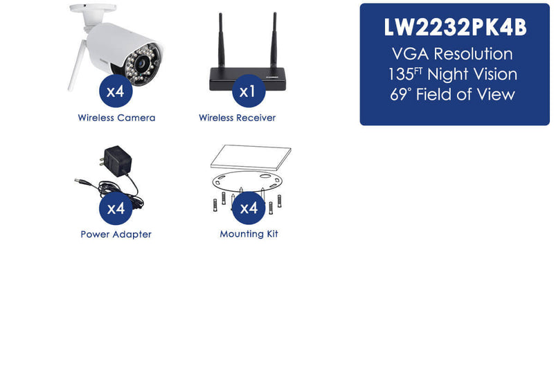 Wireless security cameras (4-pack)