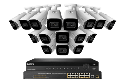32-Channel Nocturnal NVR System with Sixteen 4K (8MP) Smart IP Security Cameras with Real-Time 30FPS Recording and Listen-in Audio
