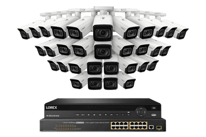 Lorex 4K (32 Camera Capable) 8TB Wired NVR System with Nocturnal 4 Smart IP Bullet Cameras Featuring Motorized Varifocal Lens, Vandal Resistant and 30FPS Recording
