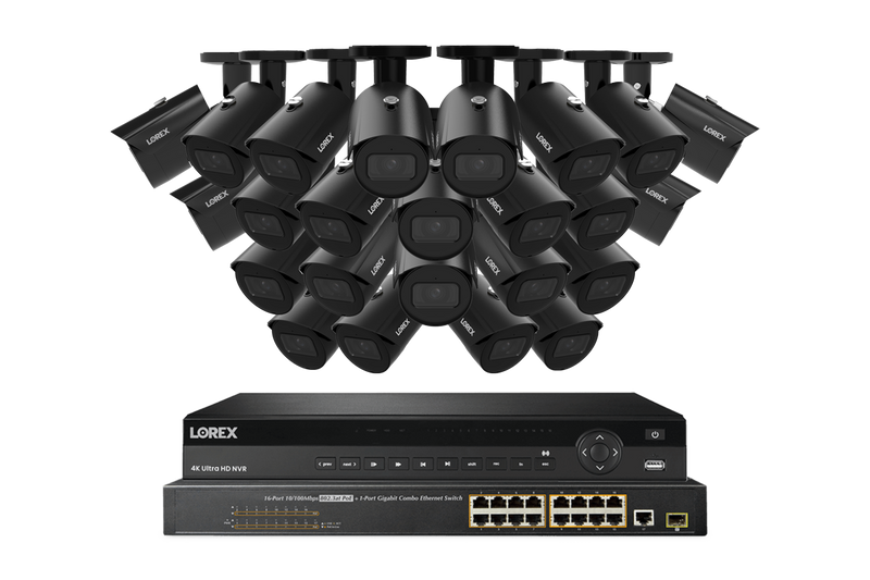 Lorex NVR with A20 (Aurora Series) IP Bullet Cameras - 4K 32-Channel 8TB Wired System - Black 24