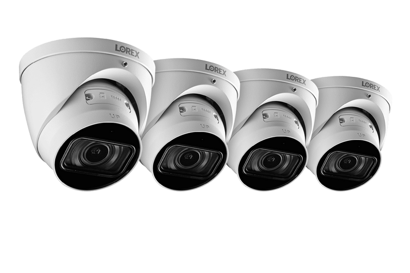 4K (8MP) Motorized Varifocal Smart IP White Dome Security Camera with 4x Optical Zoom, Real-Time 30FPS Recording and Listen-In Audio (4-pack)