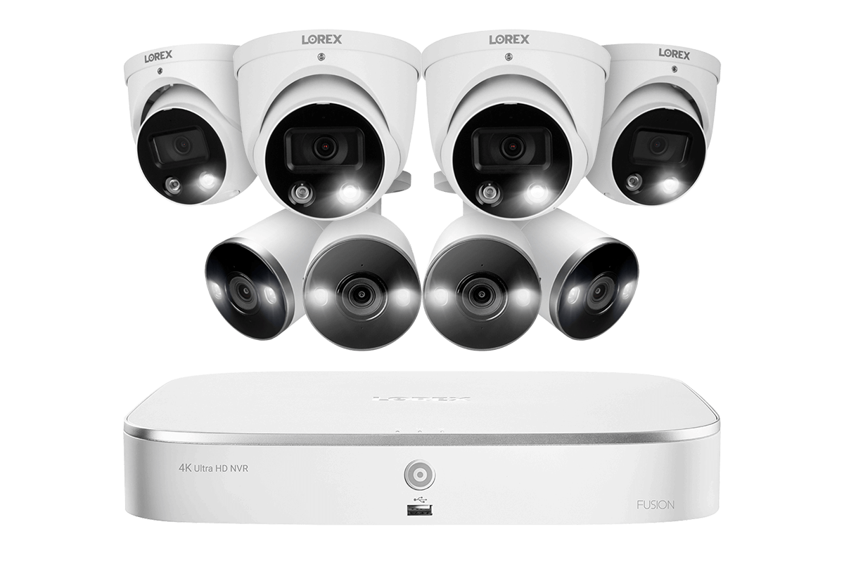 Sts Camera System 4K 8-channel 3TB Wired NVR System with 8 Smart Deterrence Cameras ...