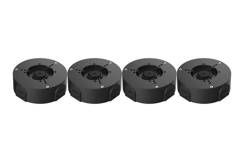 Outdoor Round Junction Box for 3 Screw Base Cameras (Black, 4-pack)