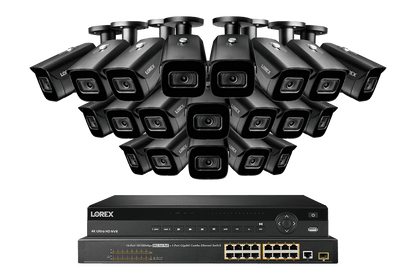 32-Channel Nocturnal NVR System with Twenty 4K (8MP) Smart IP Security Cameras with Real-Time 30FPS Recording and Listen-in Audio