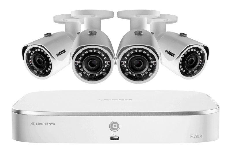 2K (4 Megapixel) Home Security System with 4 IP Cameras, 130ft Color Night Vision