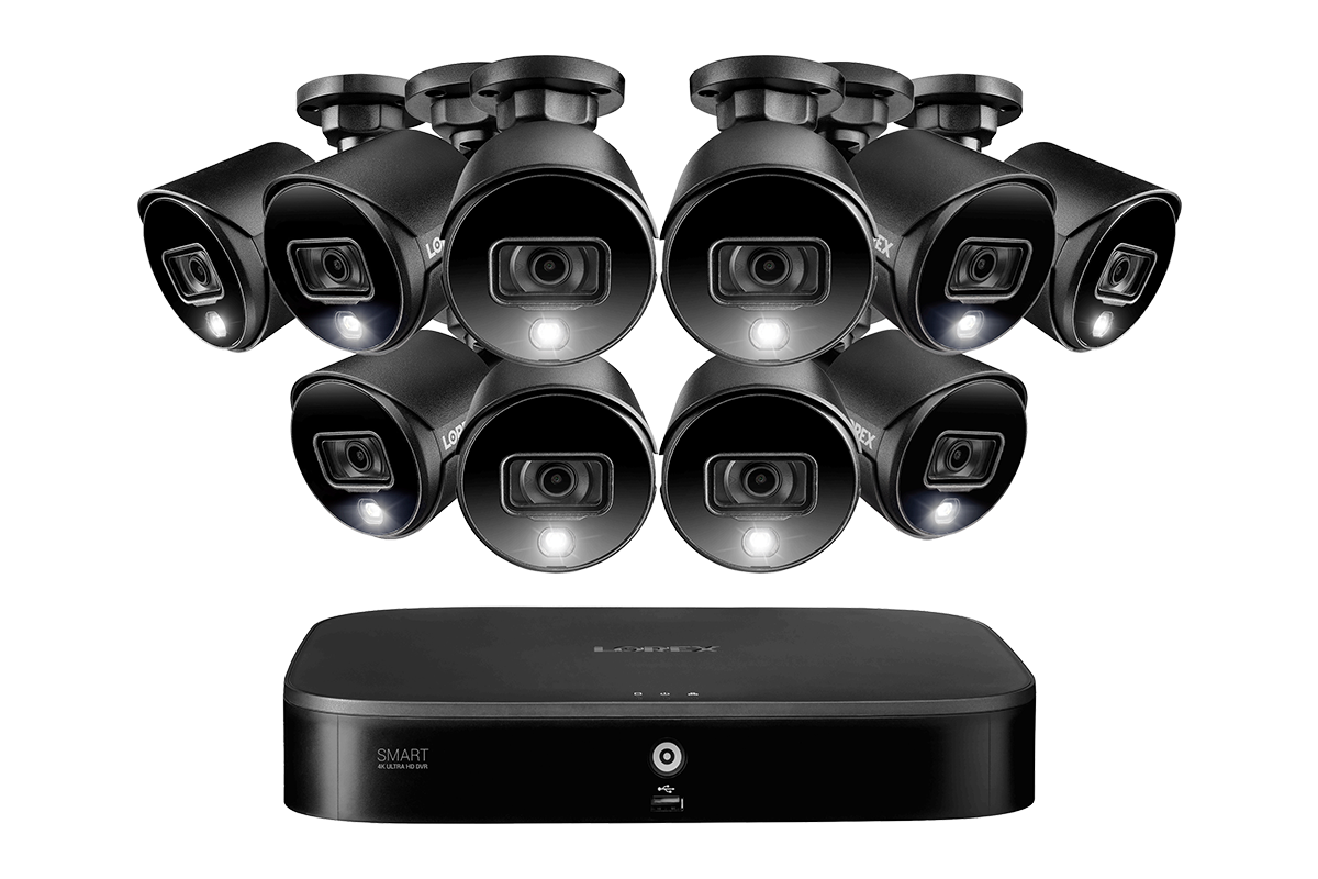 4K Ultra HD Security System with 16-Channel DVR and Ten 4K (8MP) Active Deterrence Cameras featuring Smart Motion Detection and Smart Home Voice Control