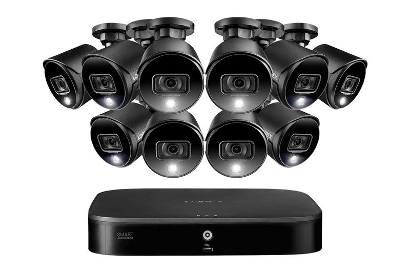 4K Ultra HD Security System with 16-Channel DVR and Ten 4K (8MP) Active Deterrence Cameras featuring Smart Motion Detection and Smart Home Voice Control