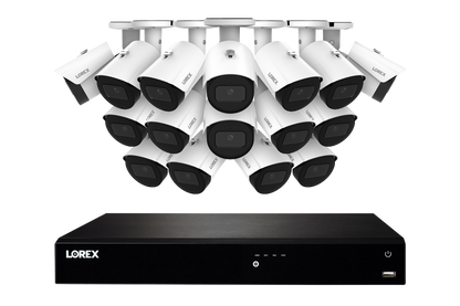 Lorex Fusion NVR with A20 (Aurora Series) IP Bullet Cameras - 4K 16-Channel 4TB Wired System - White 16