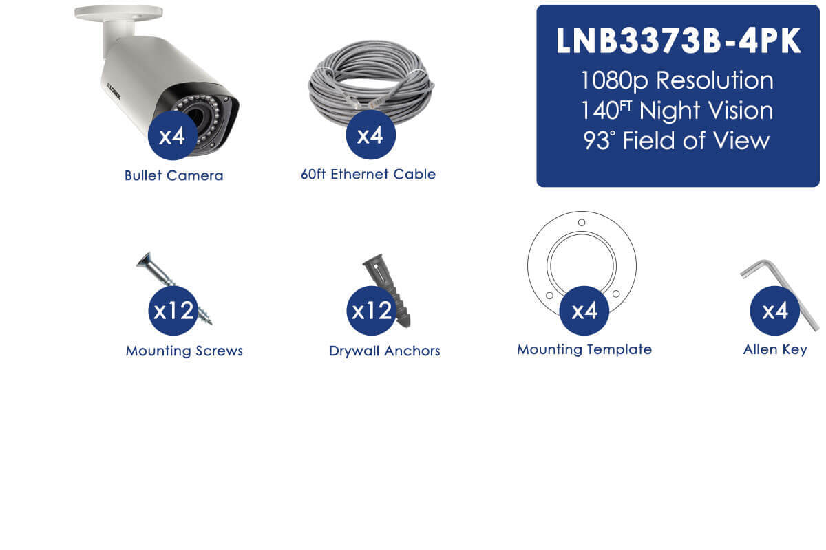 Indoor/Outdoor Security Cameras with Motorized Lenses (4-Pack)