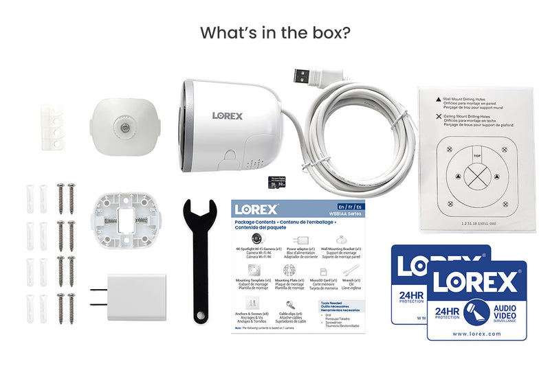 Lorex 4K Spotlight Indoor/Outdoor Wi-Fi 6 Security Camera with Smart Security Lighting (32GB) - Open Box