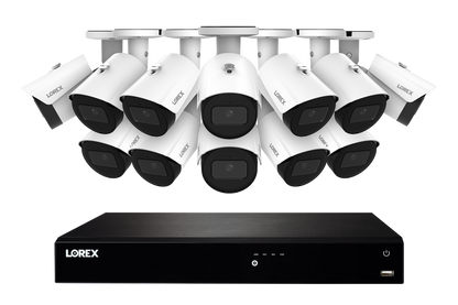Lorex Fusion NVR with A20 (Aurora Series) IP Bullet Cameras - 4K 16-Channel 4TB Wired System - White 12