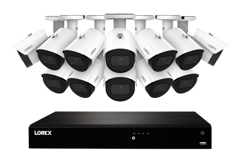 Lorex Fusion NVR with A20 (Aurora Series) IP Bullet Cameras - 4K 16-Channel 4TB Wired System - White 12