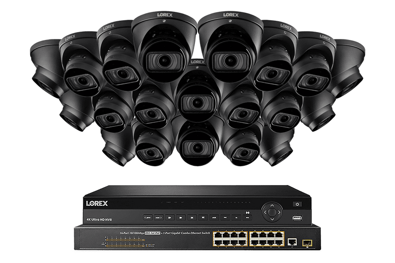 Lorex 4K (32 Camera Capable) 8TB Wired NVR System with Nocturnal 3 Smart IP Dome Cameras Featuring Motorized Varifocal Lens and 30FPS Recording