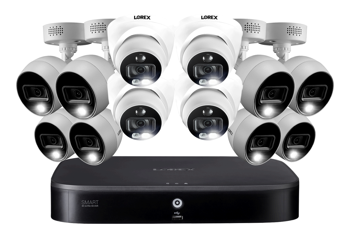 4K Ultra HD Security System with Twelve 4K (8MP) Active Deterrence Cameras featuring Smart Motion Detection and Smart Home Voice Control