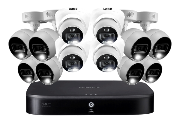 4K Ultra HD Security System with Twelve 4K (8MP) Active Deterrence Cameras featuring Smart Motion Detection and Smart Home Voice Control