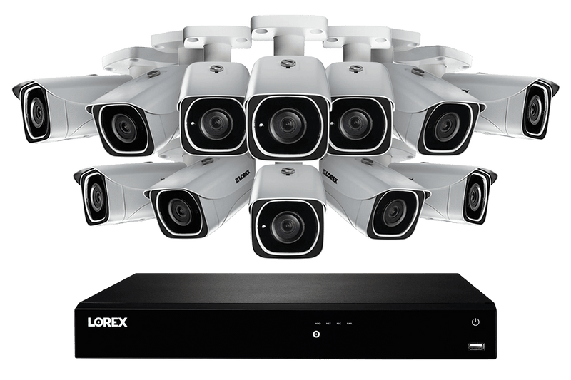 4K Ultra HD IP NVR System with 12 Outdoor 4K (8MP) IP Cameras, 130FT Night Vision