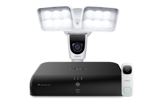 Lorex Fusion 4K 12 Camera Capable (8 Wired + 4 Wi-Fi) 2TB DVR System with 2K Wired Video Doorbell and 1080P Wi-Fi Floodlight