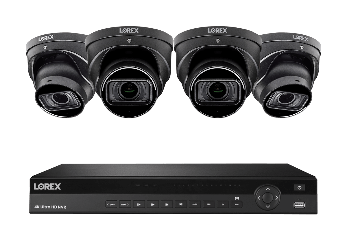Lorex 4K (16 Camera Capable) 4TB Wired NVR System with Nocturnal 3 Smart IP Dome Cameras with Listen-in Audio and Motorized Varifocal Lenses
