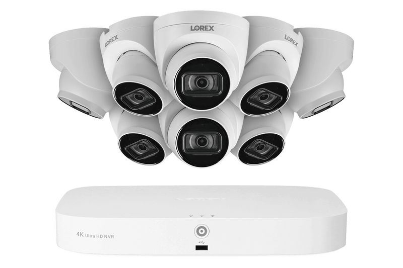 8-Channel Fusion NVR System with Eight 4K (8MP) IP Dome Cameras with Listen-In Audio