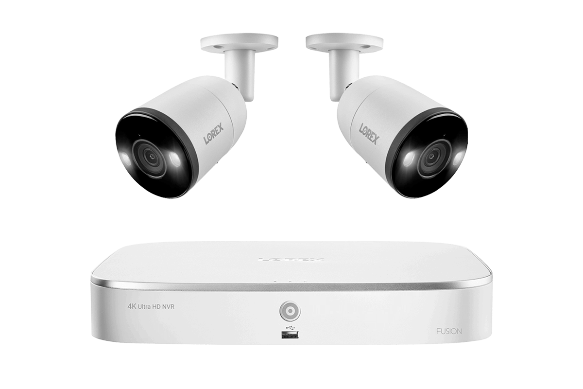 Lorex Fusion 4K 16-Camera Capable (8 Wired + 8 Wi-Fi) 2TB NVR System with Bullet Cameras Featuring Smart Deterrence and 2-Way Audio