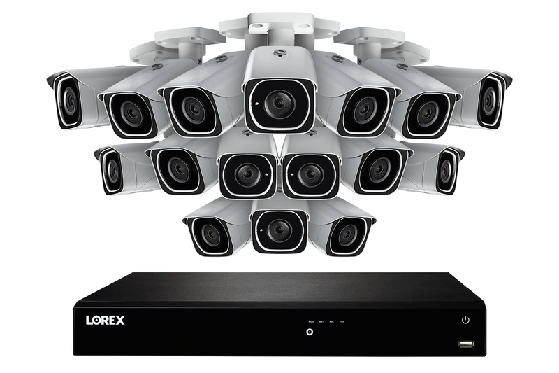 4K Ultra HD IP NVR System with 16 Outdoor 4K (8MP) IP Cameras, 130FT Night Vision