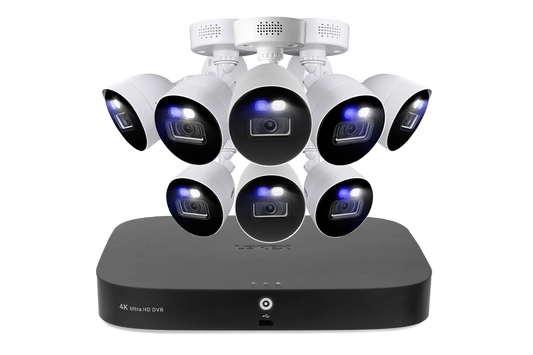 Lorex 4K 20 Camera Capable (16 Wired and 4 Fusion Wi-Fi) 2TB Wired DVR System with 8 Smart Deterrence Cameras