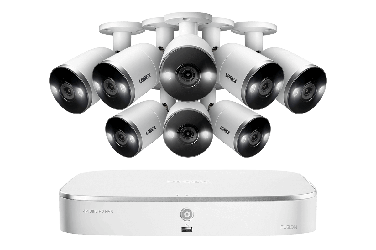 4K Ultra HD 8-Channel IP Security System with 8 Smart Deterrence 4K (8MP) Cameras, Smart Motion Detection and Smart Home Voice Control
