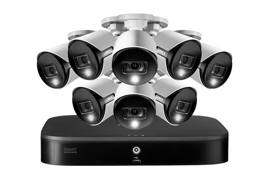 4K Ultra HD Security System with 8-Channel DVR and Eight 4K (8MP) Active Deterrence Cameras featuring Smart Motion Detection and Smart Home Voice Control