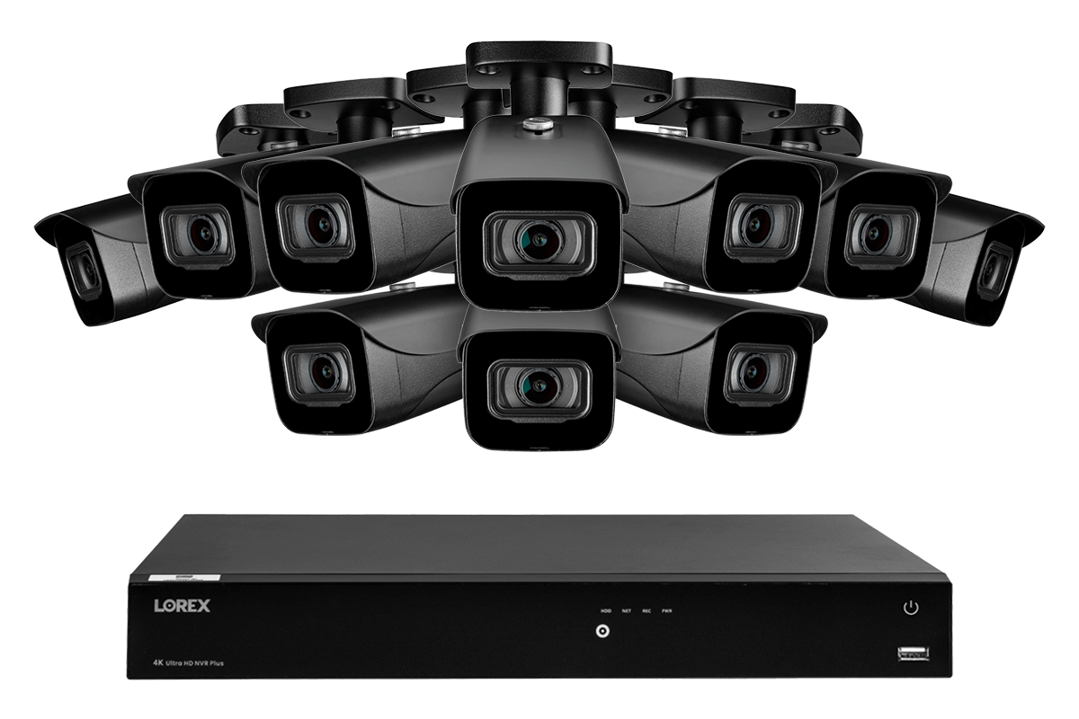 Lorex Fusion 4K (16 Camera Capable) 4TB Wired NVR System with IP Bullet Cameras