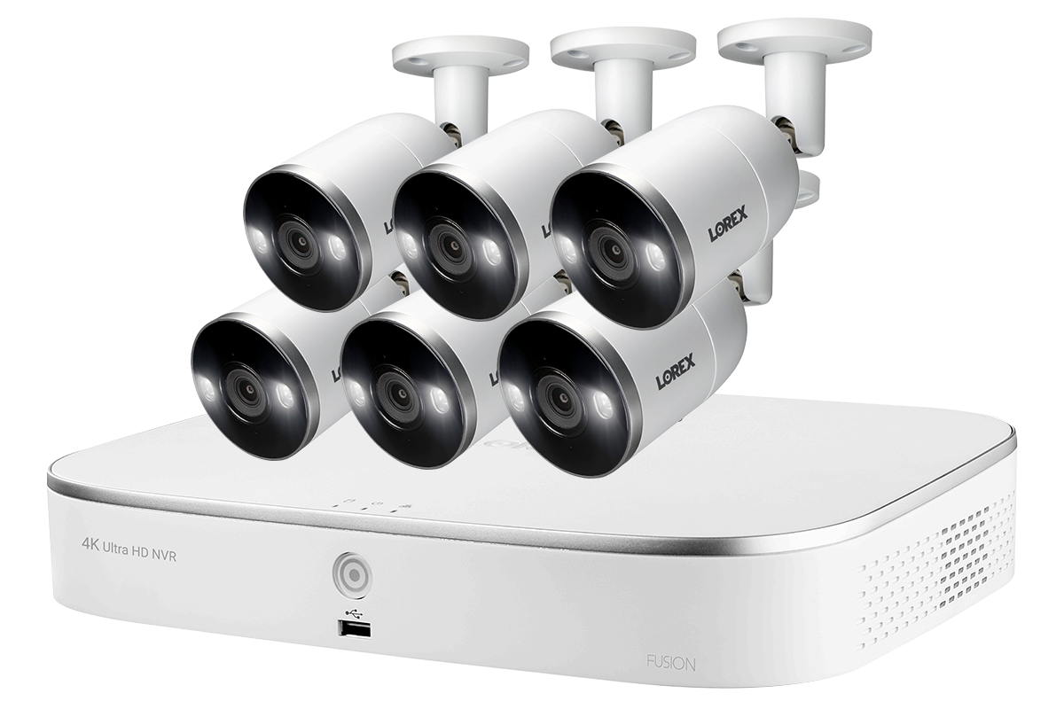 4K Ultra HD 8-Channel Fusion NVR System with 6 Smart Deterrence 4K 8MP IP Cameras, 150FT Night Vision, 3TB Hard Drive