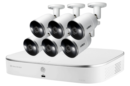 4K Ultra HD 8-Channel Fusion NVR System with 6 Smart Deterrence 4K 8MP IP Cameras, 150FT Night Vision, 3TB Hard Drive