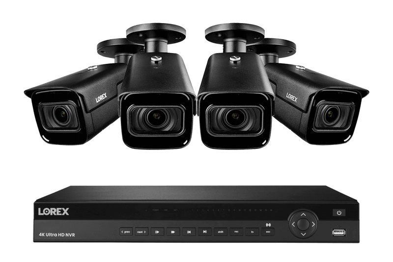 4K Nocturnal IP NVR System with 16-channel NVR and Four 4K Smart IP Optical Zoom Security Cameras with Real-Time 30FPS Recording