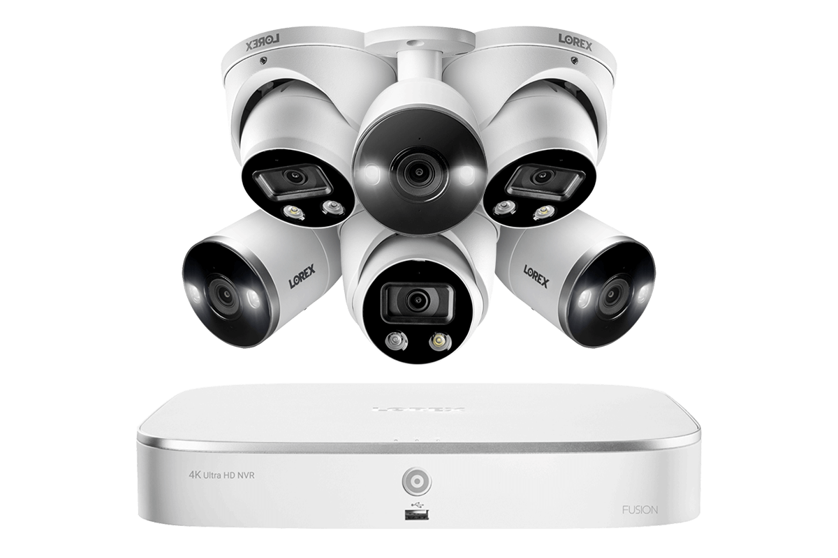 8-Channel Fusion NVR System with 3 Dome and 3 Bullet Smart Deterrence 4K IP Cameras