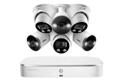 8-Channel Fusion NVR System with 3 Dome and 3 Bullet Smart Deterrence 4K IP Cameras