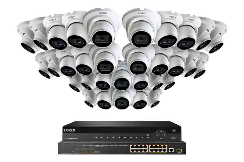 Lorex Fusion (4K 32-Camera Capable) 8TB NVR System with Bullet Cameras featuring Listen-In Audio - White 32