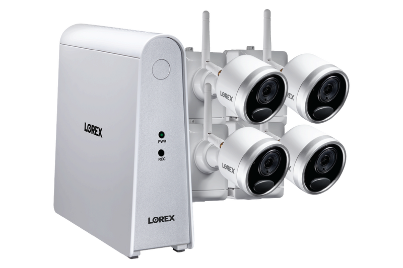 1080p Wire Free Camera System with 4 Battery Operated Cameras, 65ft Night Vision, Mic and Speaker for Two-Way Audio